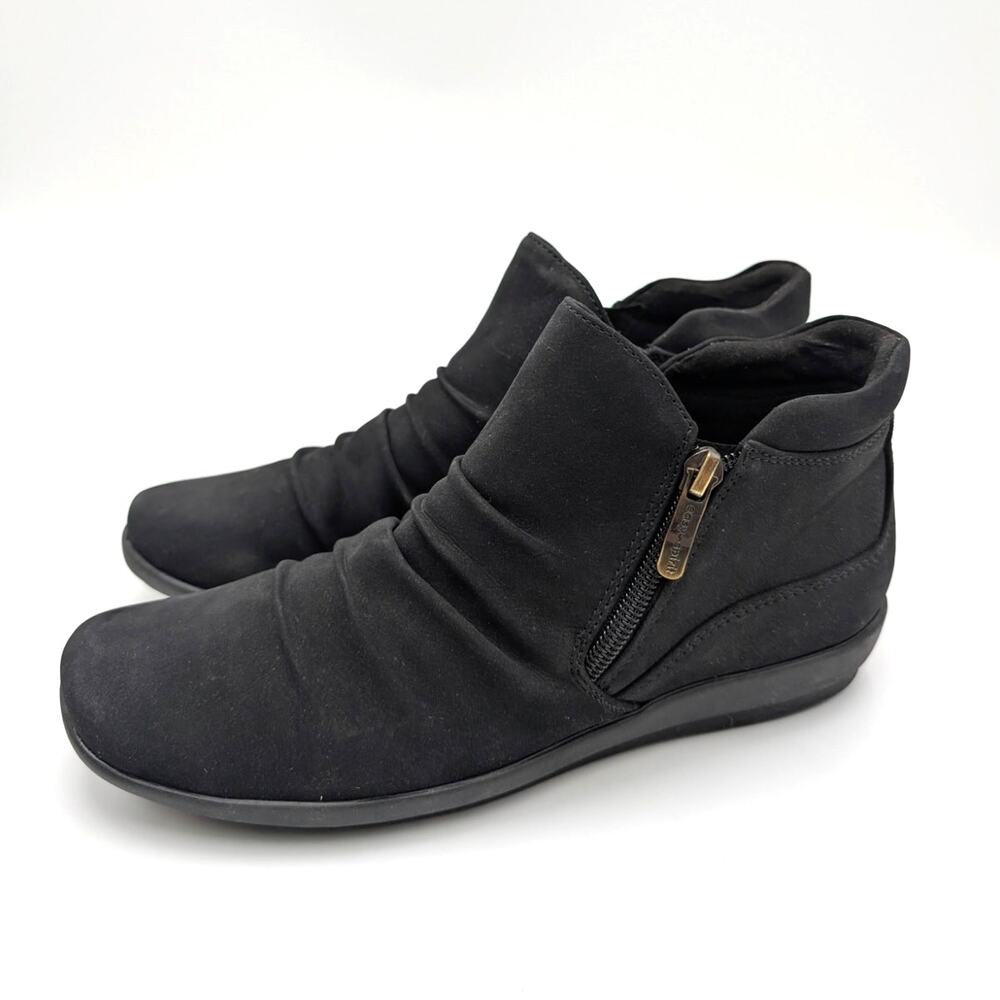 Easy Spirit Aleta Ruched Ankle Bootie Side Zip Women's Black Size US8M EU38